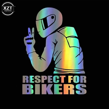 1 шт. наклейка для автомобиля 3D Respect for Bikers, виниловые светоотражающие забавные наклейки на авто, наклейки для мотоциклов и отличительные знаки 15x11 см для стайлинга автомобилей
