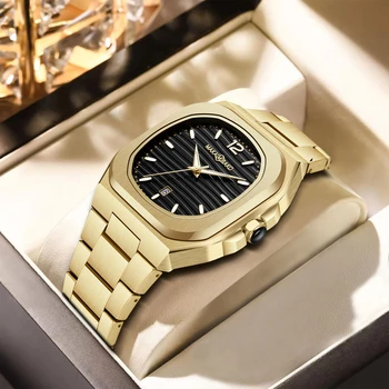 2023 Новый мужской Топовый бренд, полностью черные мужские наручные часы из нержавеющей стали, классический Деловой Водонепроницаемый японский механизм, кварцевые мужские часы