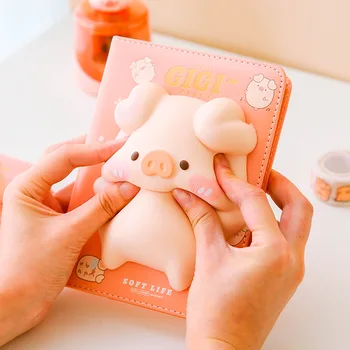 3D Kawaii Pig Журнал пониженного давления, Дневник, Блокнот из искусственной кожи, Сжимающая Кукла, Планировщик Декомпрессионных вентиляционных отверстий.