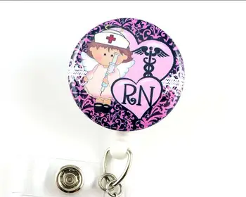 RN Angel Pink - Значок медсестры - Выдвижной держатель для удостоверения личности 10 шт./лот