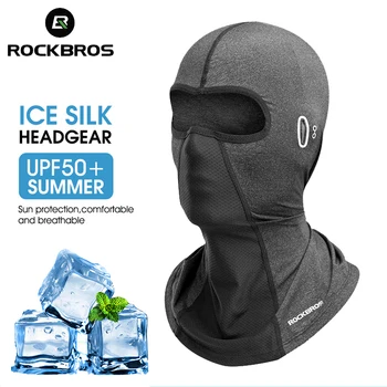ROCKBROS, Летняя прохладная балаклава, Мужчины, Женщины, Защита от ультрафиолета, Ледяная шелковая маска для всего лица, дышащие мотоциклетные Велосипедные велосипедные шапочки, маска