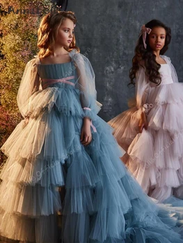 Аннабель Цветочница, Короткая Спереди и длинная сзади, Пышное платье для торта, Свадебное платье для вечеринки, платье для выступлений для девочек