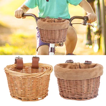Велосипедная корзина для детей, Детская Велосипедная корзина для скутера, Передняя корзина для руля с 2 кожаными ремнями, водонепроницаемая сумка для хранения,