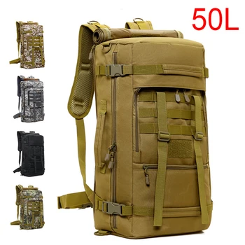 Военная сумка объемом 50 л, прочный Унисекс, тактический рюкзак, сумка на одно плечо для кемпинга, пешего туризма, рюкзак для скалолазания, спортивная армейская сумка