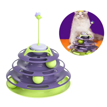 Игрушка для кошек в помещении, интерактивные роликовые дорожки, башня, поворотный стол, игрушка с мячом
