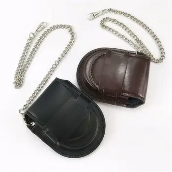 Модная мужская задняя коричневая крышка, винтажные классические карманные часы, футляр для хранения, кошелек для монет, сумка с цепочкой