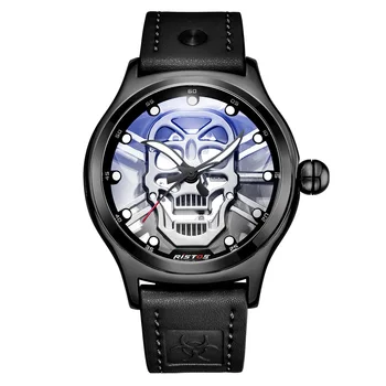 Модные Мужские часы Longbo от ведущего бренда, часы с человеческим скелетом, кожаный ремешок, кварцевые часы, повседневные часы, горячая распродажа