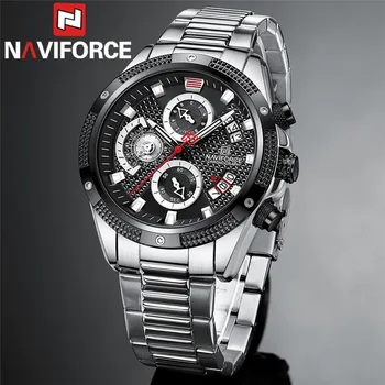Мужские часы NAVIFORCE, спортивные мужские наручные часы, лучший бренд класса люкс, военный хронограф, дата, кварцевые мужские часы из нержавеющей стали, подарок 8021