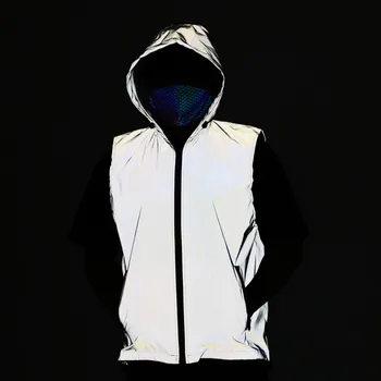 Мужской светоотражающий жилет большого размера, осенние куртки без рукавов, Технологичная одежда для ночных тренировок, отражающий свет Жилет Casaco Masculino 4XL