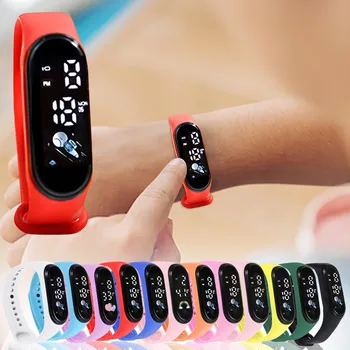 Наружный светодиодный дисплей номера часов, спортивные цифровые детские наручные часы, браслет для девочек и мальчиков, спортивный браслет, часы-браслет