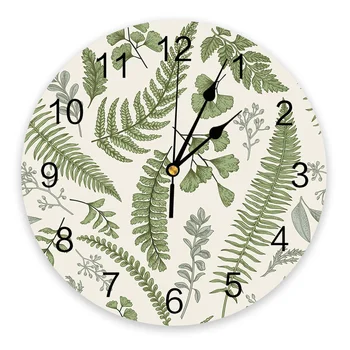 Настенные часы с зелеными листьями Гинкго, декор для дома, Современная кухня, спальня, декор для гостиной, настенные часы