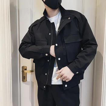 Новое поступление, модная повседневная униформа, хлопковая однотонная куртка с длинными рукавами, брендовая одежда, куртка-бомбер, мужская куртка X16