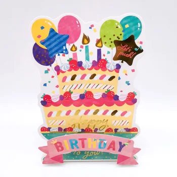 Оптовая продажа, 4 шт. / лот, музыкальная поздравительная открытка на день рождения с песней на день рождения, 3D Трехмерные креативные подарки для детей, студентов, девочек