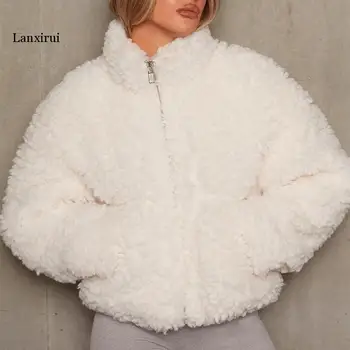 Осенне-зимние пальто и куртки из пушистого флиса, кардиганы на молнии, пальто с длинными рукавами, теплые куртки из овечьей шерсти