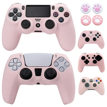 Розовый мягкий силиконовый защитный чехол для PS4 PS5 Xbox One S Series X Switch Pro, контроллер, Геймпад, чехол для кожи, Аксессуары