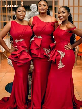 Сексуальные Длинные Красные платья Русалки большого размера в Нигерийском стиле для подружек невесты 2022 для чернокожих девушек Vestido De Fiesta De Boda