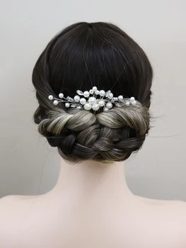 Серебряный жемчужный свадебный гребень для волос Ручной работы, горный хрусталь, модные женские украшения для волос, Свадебные аксессуары для волос, вечерние украшения