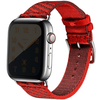 Сменный ремешок из красной ткани для Apple Watch серии Band 6/5/4/3/2/1 38 мм 42 мм, Качественный для ремешка iWatch 40 мм 44 мм
