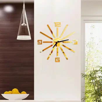 Часы-наклейки Модные художественные часы с зеркальным эффектом Точные настенные часы Креативная наклейка Настенные часы Домашний декор