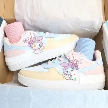 Японская Sanrio New Cinnamorroll Kuromi Mymelody Карамельного цвета Милая Спортивная обувь Кавайная Обувь Для девочек Студенческая Обувь Для Скейтбординга